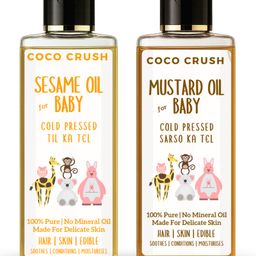 Coco Crush Cold Pressed Almond and Mustard Oil Combo for Baby Hair and Body Massage - 100ml (2*50ml)-94