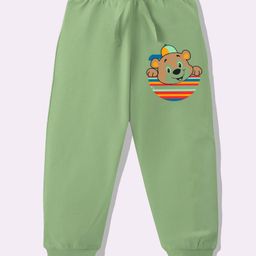 KAVEE Pure Cotton Knit Biowashed Full Length Cute Teddy Printed Lounge Pants - Olive Green-picture-47