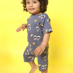 Orange Sugar Unisex Kids Printed T-shirt with Shorts-image-63