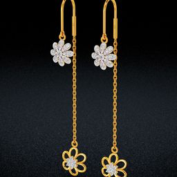 Joyalukkas Yellow Gold 22 Kt Elegant Daisy Gold Earrings-picture-39