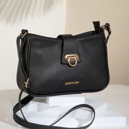 Berrylush Women Textured Baguette Sling Bag-image-14