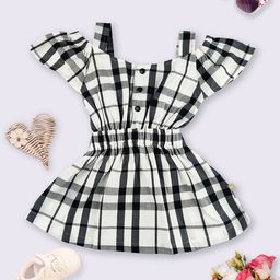 Moms Love Infant Girls Checked Cold-Shoulder Fit & Flare Dress-picture-30