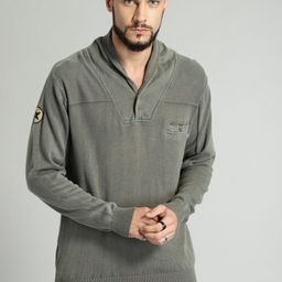 Roadster Men Olive Green Solid Sweater-image-73