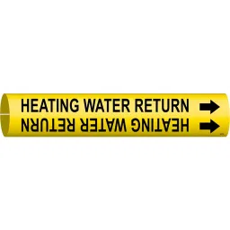 BRADY Plastic Pipe Marker Heating Water Return Yellow and Black 2-13/16 x 2-4/5 x 0.03 inch, 5GYR9-15