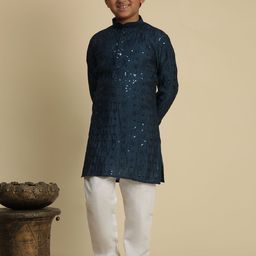 Pro-Ethic STYLE DEVELOPER Boys Paisley Embroidered Regular Pure Cotton Kurta with Pyjamas-picture-18
