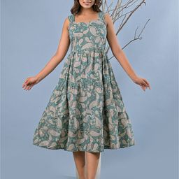 ARAVALII Floral Print Fit & Flare cotton Dress-image-27