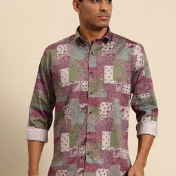 MANQ Men Multicoloured Smart Opaque Printed Casual Shirt-18