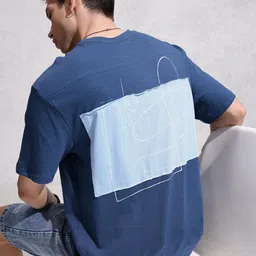 WROGN Colourblocked Drop-Shoulder Sleeves Pure Cotton Oversized T-shirt-picture-40