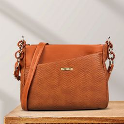 Metro Tan Brown Textured Sling Bag-18