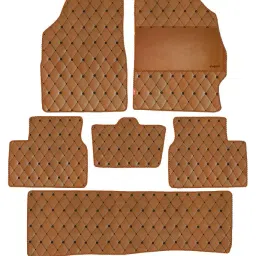 Elegant Luxury Leatherette Tan Carpet Car Mat Compatible With Mahindra Marazzo-image-86