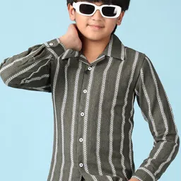 V-Mart Boys Spread Collar Vertical Striped Cotton Casual Shirt-picture-46
