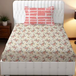 IVAZA Multicoloured Floral Queen Bedsheet with 1 Pillow Covers-image-89