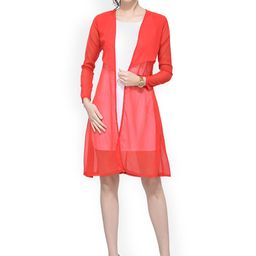 SCORPIUS Red Solid Open Front Shrug image 3