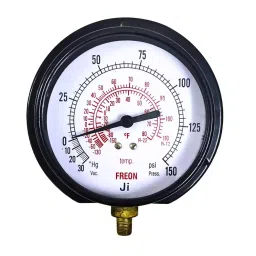 Japsin Instrumentation Commercial Freon Gauge -30 inHg to 150 PSI Range 100 mm (4 inch) Dial Size, JIPL-CPG-100MM-B12-73