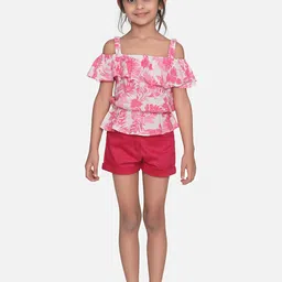 StyleStone Girls Pink & Red Printed Top with Shorts-image-74