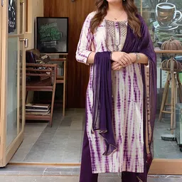 Anni Designer Women Bandhani Dyed Regular Kurta with Trousers & With Dupatta-50