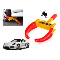 Auto Pearl Adjustable Anti Theft Yellow, Red Wheel Clamp Lock Compatible with Porsche Cayman-image-6