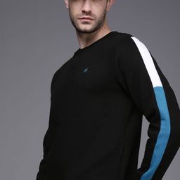 WROGN Men Black Solid Side Striped Sweatshirt-image-32