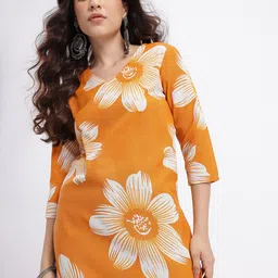 Anouk Rustic Floral Printed V-Neck Calf Length Kurta-image-85