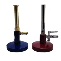 GENERIC Brass Tube Bunsen Burner with & without Stopcock Red & Blue for LPG/Butane Gas, burnerwandwiout-2 (Set of 2)-10