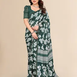 Moda Rapido Floral Print Saree with Beads and Stones Border-image-95