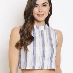 Mayra Women White Striped Regular Crop Top-image-51
