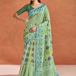 DIVASTRI Silk Cotton Block Print Saree-image-67