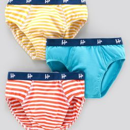 Honeyhap Premium Briefs With   Anti-Microbial  Finish Multi Print Pack of 3 - Yellow Orange Blue-image-24
