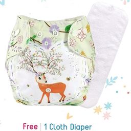 Butterthief Reindeer Printed Washable & Reusable Cloth Diaper for New Born Baby 0-24 Months  (1 Diaper + 1 Organic Cotton Absorber)-20