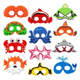 ZYOZI Under Water Theme Birthday Masks Under Water Theme Masks for Kids Multicolor  - Pack Of 12-image-35