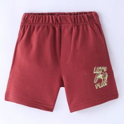 Evimo Single Jersey Above Knee Length Shorts Text Print - Burgundy-picture-16