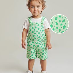 Babyoye 100% Cotton Knit Dungaree & Half Sleeves T-Shirt with Cheetah Theme Print - Green-image-94