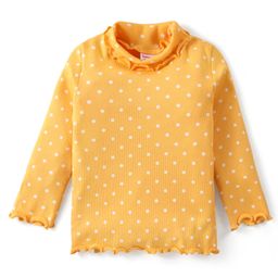 Babyhug Cotton Knit Full Sleeves Turtle Neck Top Polka Dot Print- Yellow-image-92