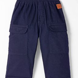 Little Kangaroos Cotton Woven Full Length Trouser With Bear Patch - Black-image-82