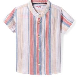 Babyhug Cotton Woven Half Sleeves Mandarin Collar Striped Shirt - Multicolor-image-59