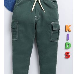 Little Ninja Denim Solid Cargo Style Jeans - Dark Green-image-92