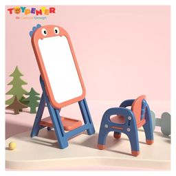TOYPENTER Drawing Board with Chair | Easel Board Set with Chair for Kids Drawing Activity Board | Foldable Height Adjustable Magnetic Drawing Board with Chair for Kids Fun Learning Art Activity Set (Red)-34