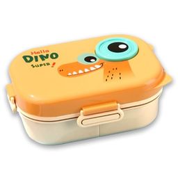 Little Surprise Box Big Eye Dino Theme Double decker Lunch Box for Kids - Orange-18