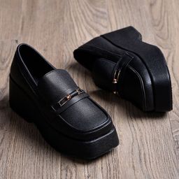 Shoetopia Metal Applique Detailed Shoes - Black-image-42
