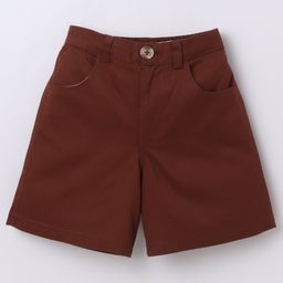 Aww Hunnie Twill Woven Solid Shorts - Rust-picture-35