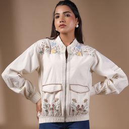 Nyaro Women Floral Open Front Jacket with Embroidered-5