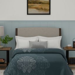 MYTRIDENT Blue Floral Heavy Winter Double Bed Blanket-image-7