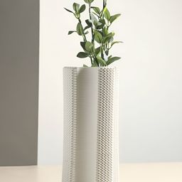 HABERE INDIA White Textured Ceramic Flower Vase-image-76