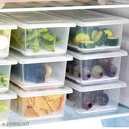 Plastic 6 PCS Food Storage Container Fridge Box basket 1500 ml Plastic Fridge Container Storage Basket-image-62