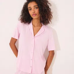 women'secret Striped Lapel Collar Shirt with Pyjamas 4759925-71-PINK-picture-27