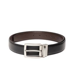 Ultimo Men Black & Coffee Brown Textured Reversible Formal Belt-image-86