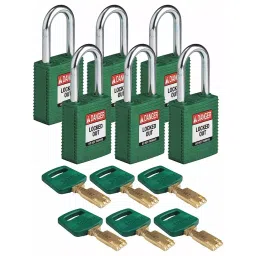 BRADY Lockout Padlock with 6 Keys Nylon Green, 55JX79 (Set of 6 Pcs)-picture-26