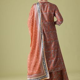 Anouk Indie Floral Printed Keyhole Neck Kurta with Palazzos & Dupatta image 3