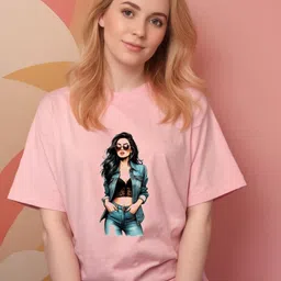 DressBerry Printed Round Neck Cotton T-shirt-image-47