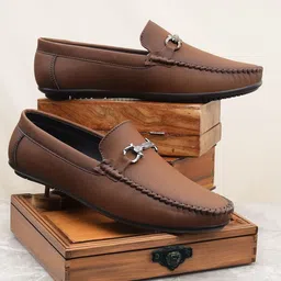 Thivim Men Leather Formal Loafers-image-71